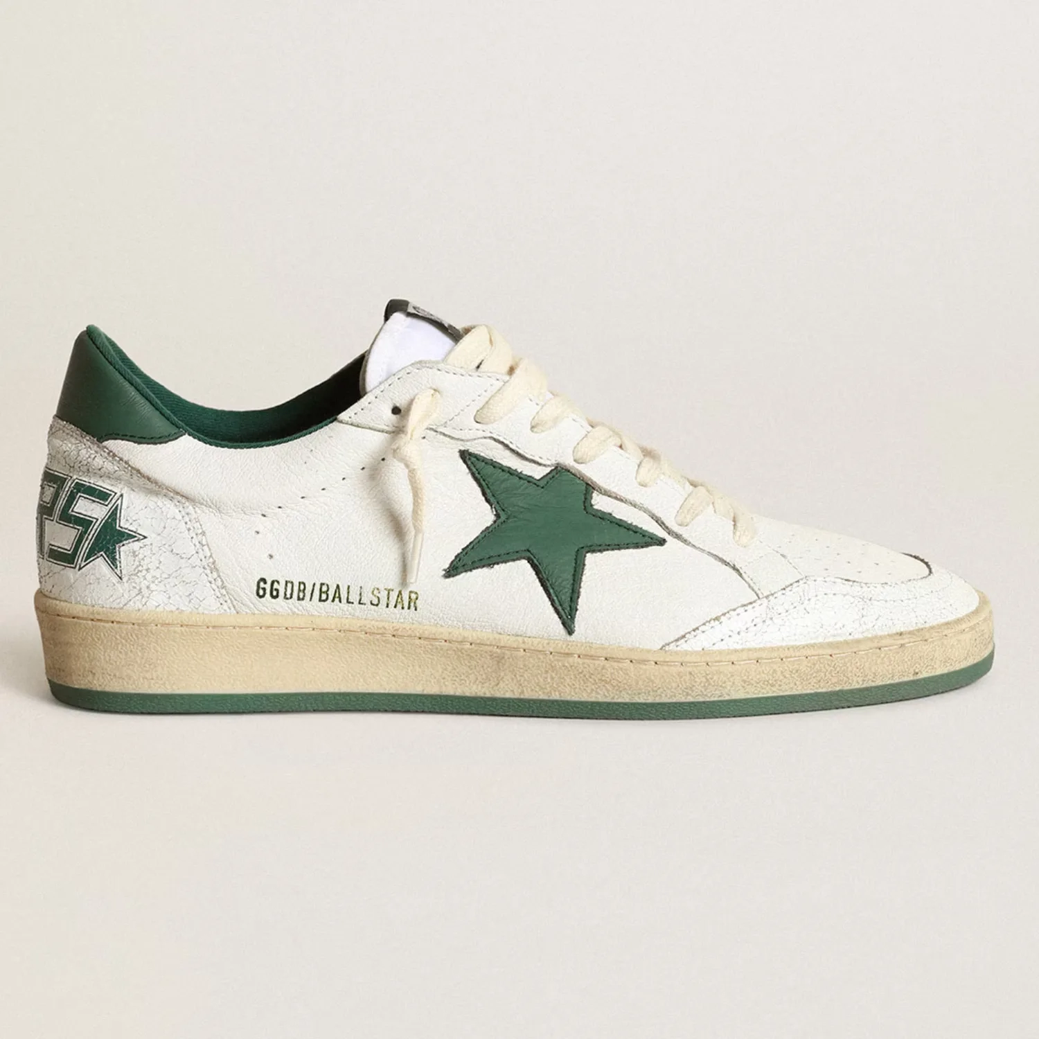 Women's Ball Star White Nappa with Green Star